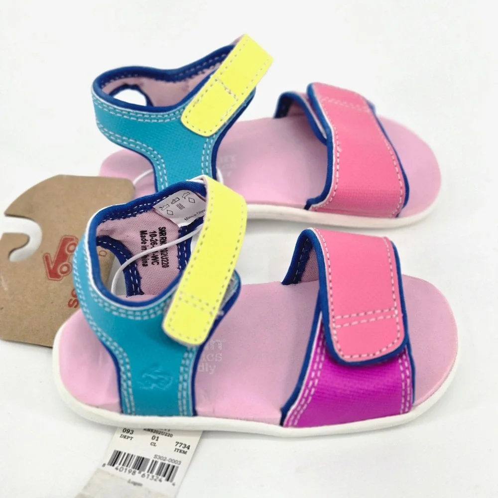 See Kai Run Basics Logan Multi Color Block Sandals Toddler Kids Size 6 NWT